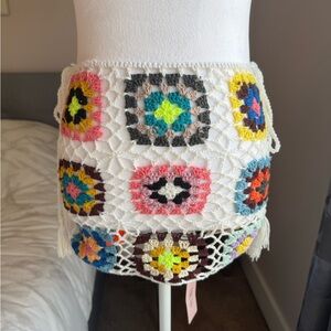 Micas Crochet Stretch Swim Cover Up Mini Skirt Size M